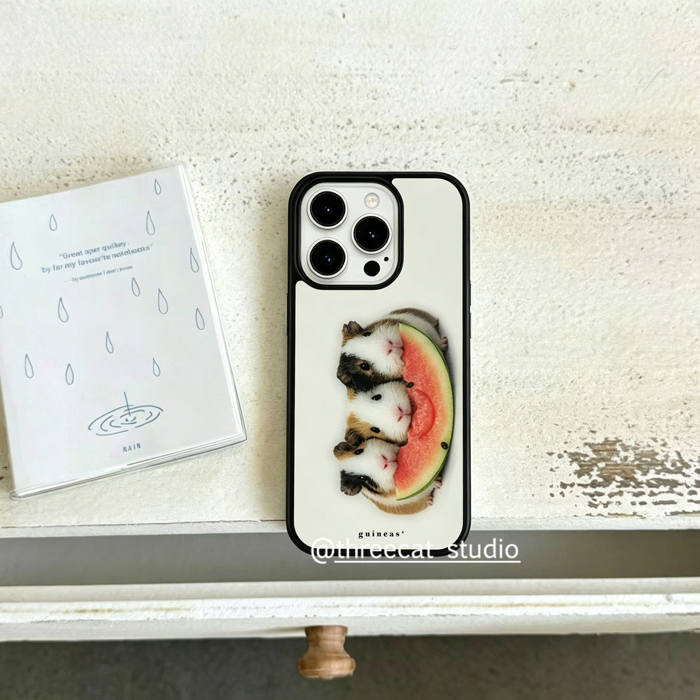 Phone Accessories Iphone - 韓国のインスタ映えするモルモットがスイカを食べるデザインのiPhoneケース、iPhone 17 Air、16 Pro Max、15、14 Plus、13、12、11対応、耐衝撃シリコン製バックカバー
