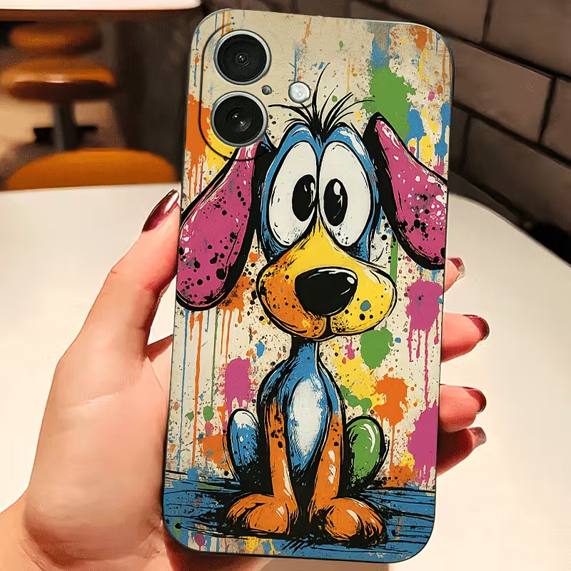 Phone Accessories To Sell - 落書きカラーの子犬柄TPUスマホケース iPhone 17 16 15 14