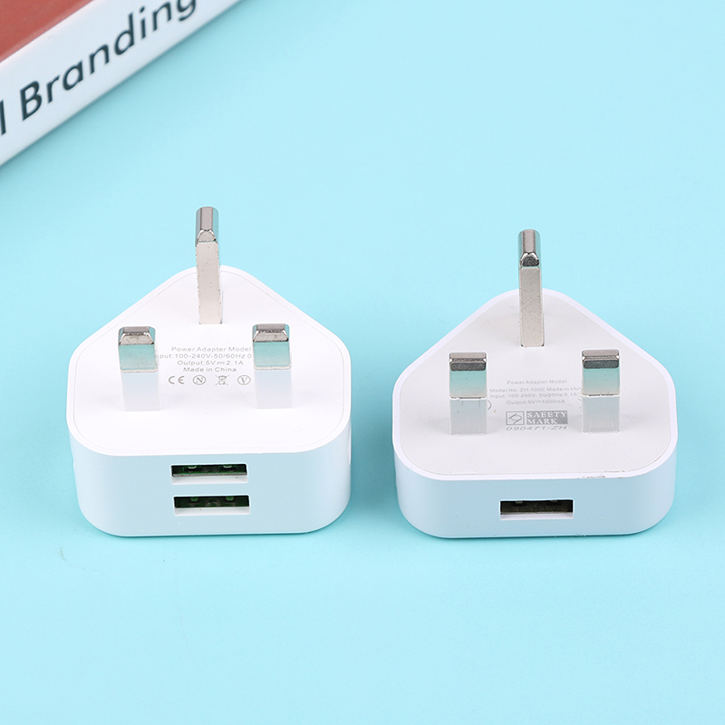 Phone Accessories Unique - ユニバーサル3ピンウォールチャージャー,1または2つのUSBポート,iPhone 11, Samsung, Huawei用の充電アダプター