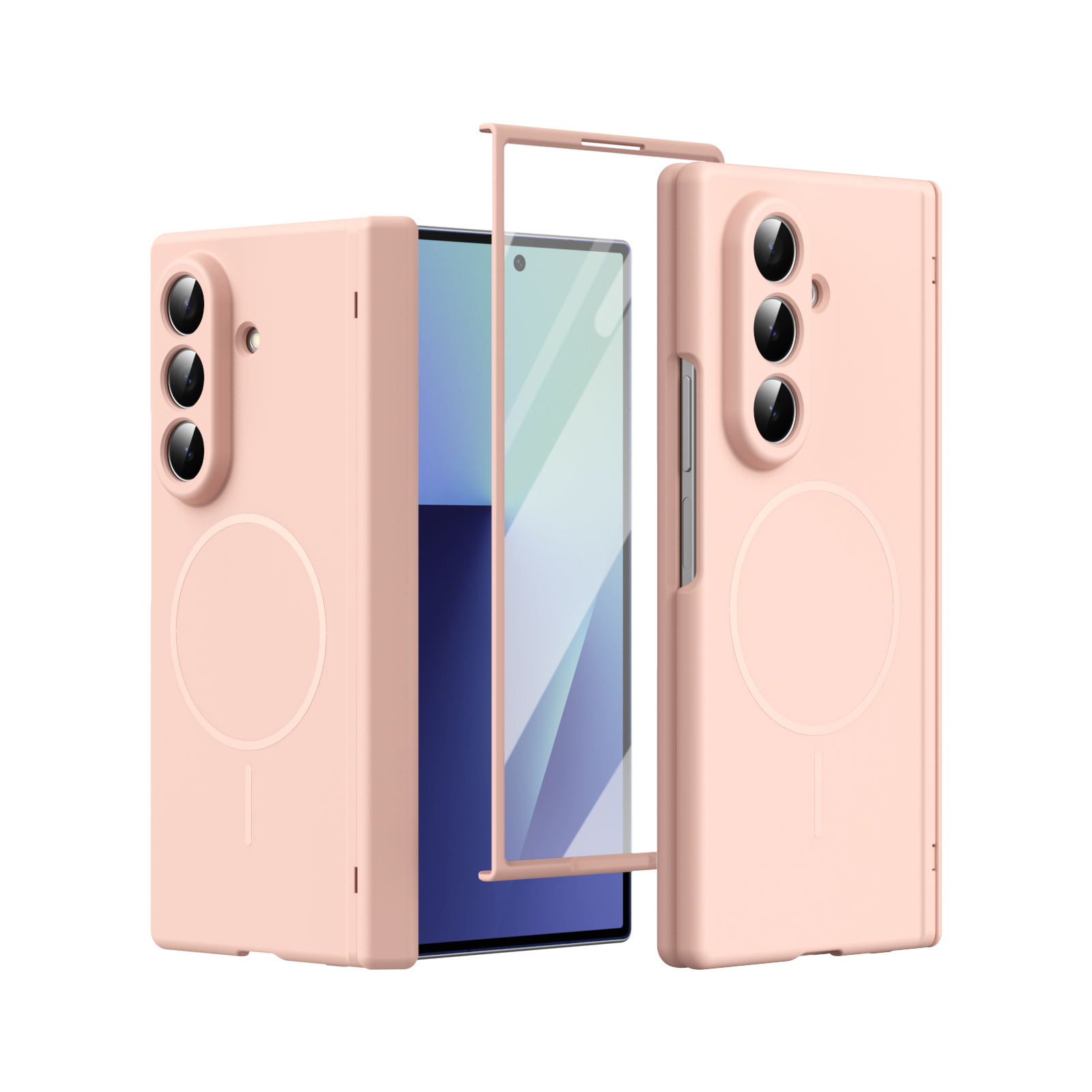 Tempered Glass Screen - 指紋防止フルカバーマグネット式ケース、前面強化ガラスフィルム付き、Samsung Galaxy Z Fold 8 Ultra