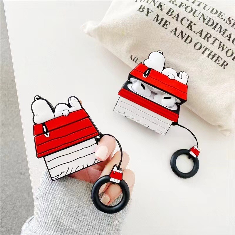 Wireless Earbuds Case - 人気のルーフスヌーピーAirPods Proシリコンケース、落下防止、ソフト、第2/第3世代Bluetoothワイヤレスイヤホン対応