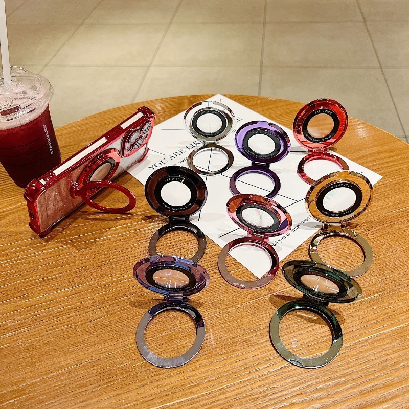 Phone Accessories Unique - マグネット式ブラケットリングスタンド付き高級メッキ仕上げスマホ背面ケースホルダーカバーアクセサリー iPhone 17 16 15 14