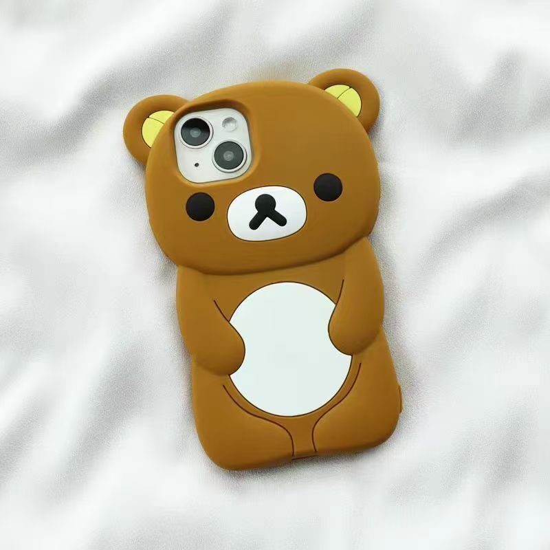 Phone Accessories Business - リラックマ シリコン製スマホケース 可愛い漫画風 全面保護 耐衝撃 ソフトケース