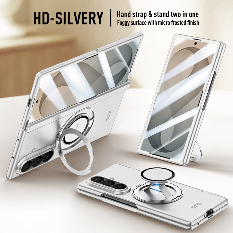 Tempered Glass Screen - マグセーフ対応マグネティックケース サムスンギャラクシーZフォールド8用 ウルトラメタル 360度回転ホルダー 強化ガラスフィルム スプリングヒンジ保護