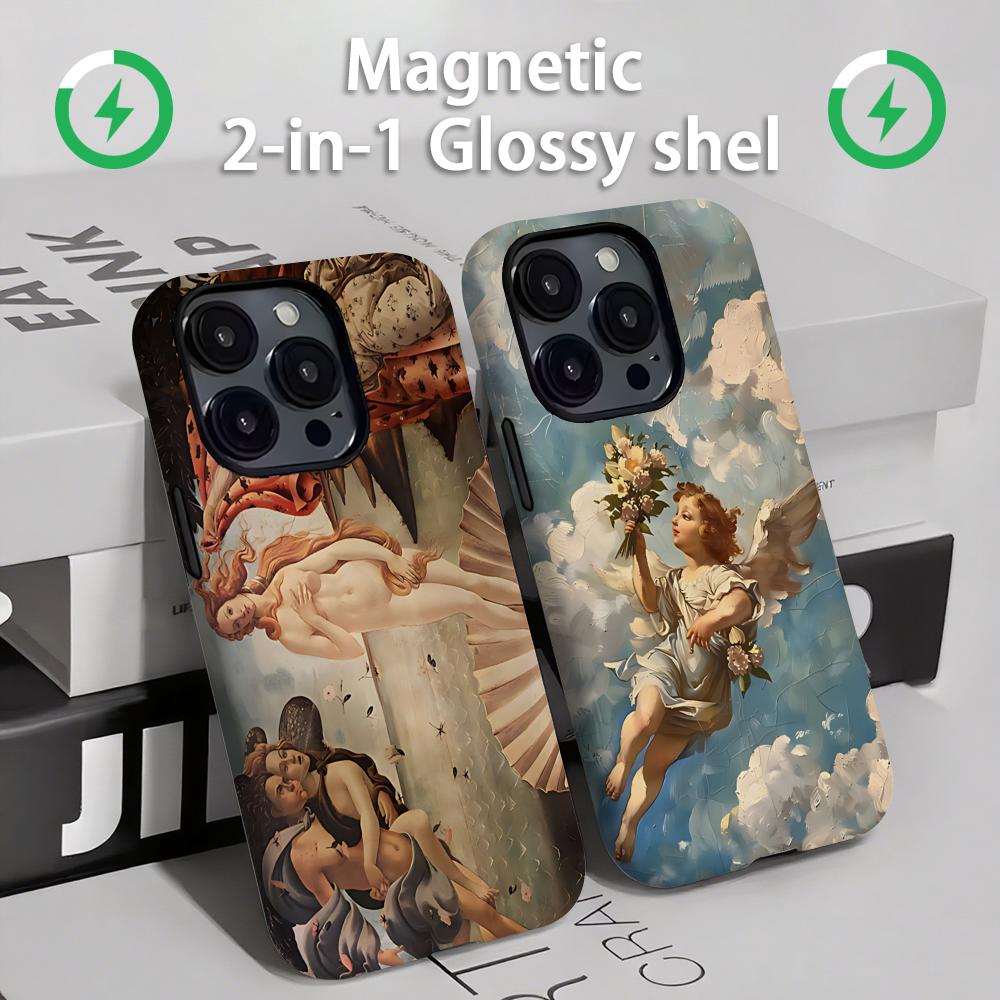 Magnetic Phone Case - ルネサンス美術絵画柄 磁気2-in-1 光沢シェル iPhone 16e 16