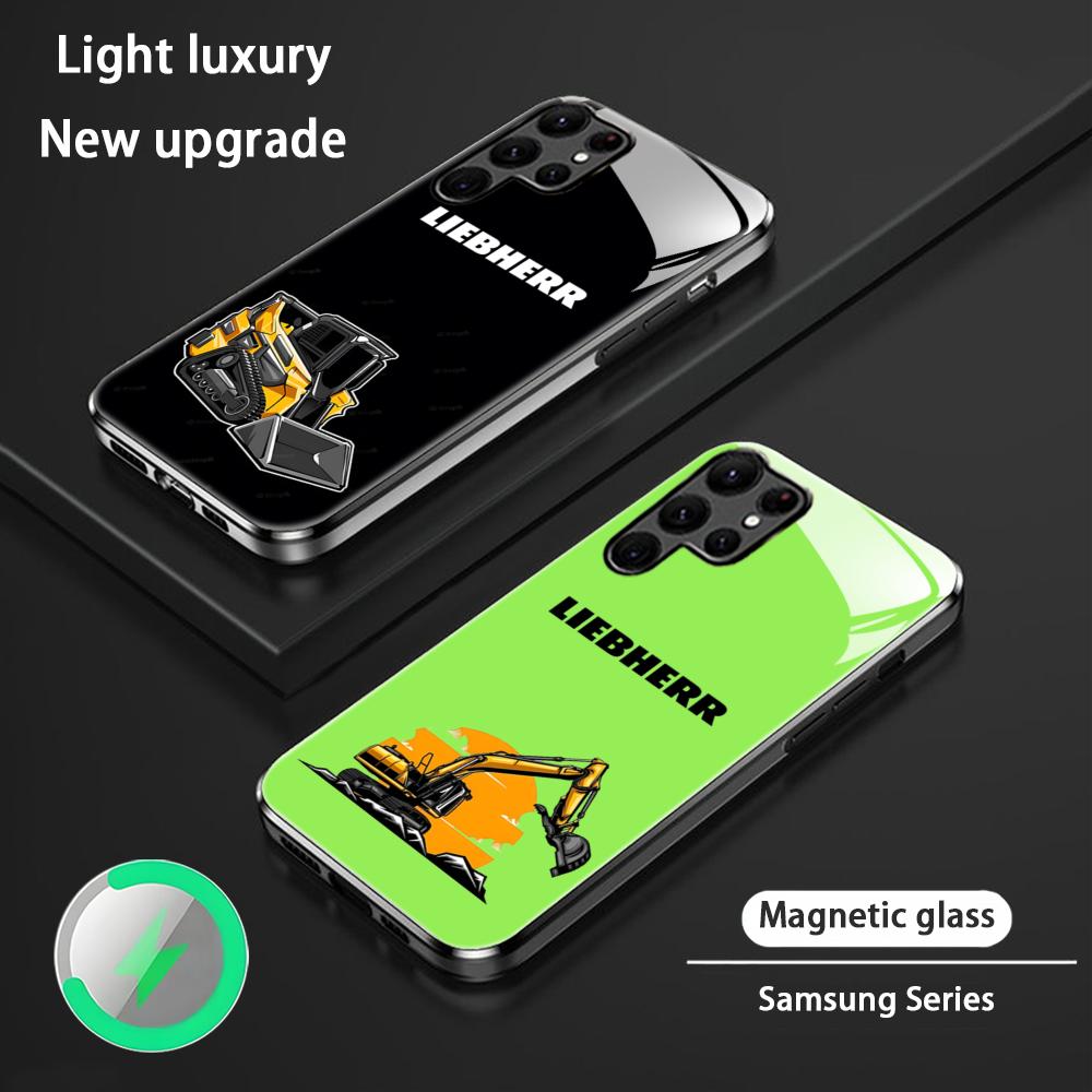 Magnetic Phone Case - ロゴ入りL-liebherr掘削機デザインスマホケース サムスンS26 S25 S24 S23 S22