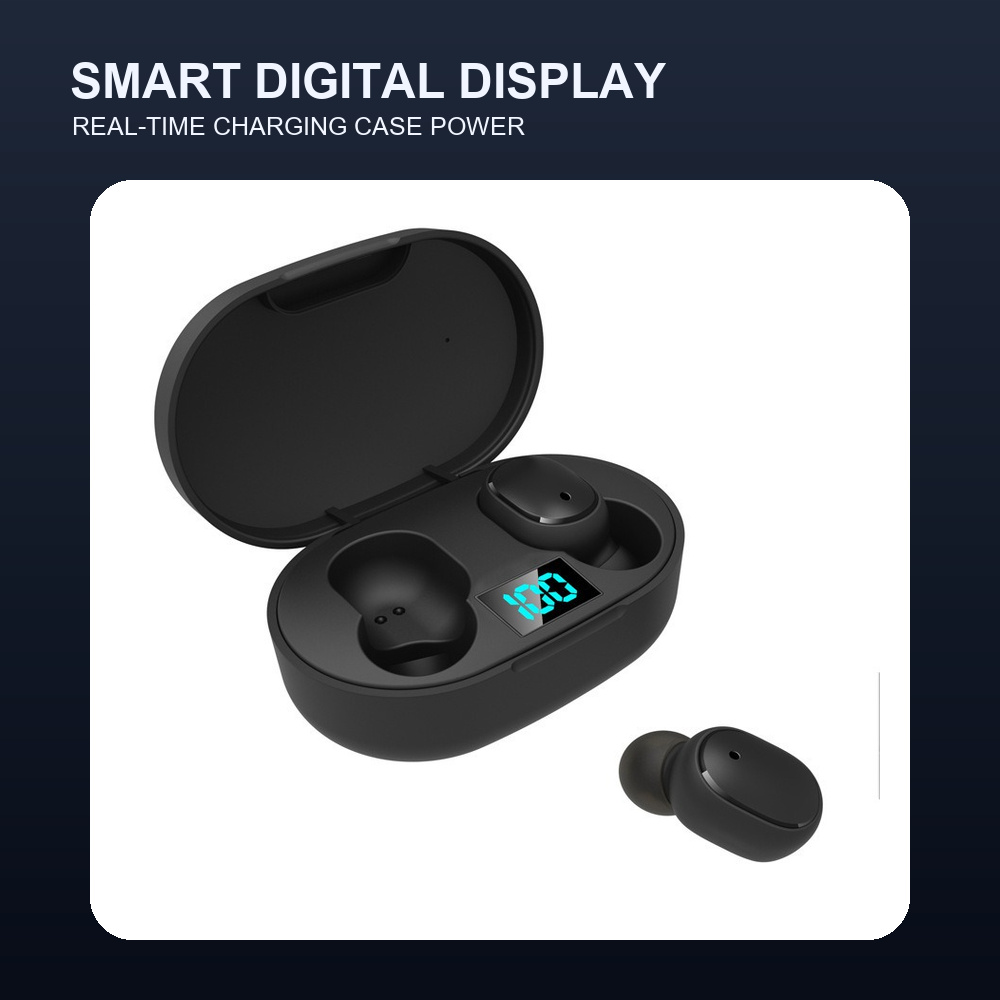 Wireless Earbuds Case - デジタルディスプレイ搭載TWS Bluetooth 5.0ワイヤレスイヤホン ミニインイヤーヘッドホン ステレオ通話対応 LED充電ケース付き