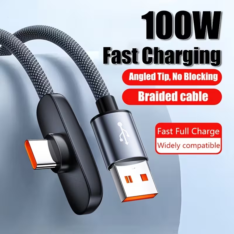 Phone Accessories Supplier - 100W急速充電ケーブル 直角90度 USB C Type C