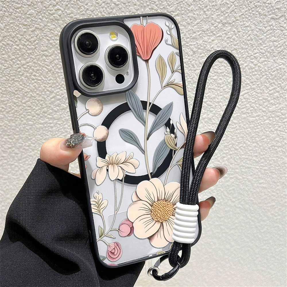 黒枠花柄耐衝撃スマホケース iPhone 17 14 15  - Magnetic Phone Case のレビューと価格