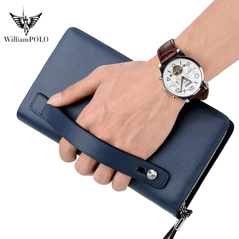 WILLIAMPOLO 高級メンズレザークラッチバッグ 大容 - Phone Accessories Business のレビューと価格