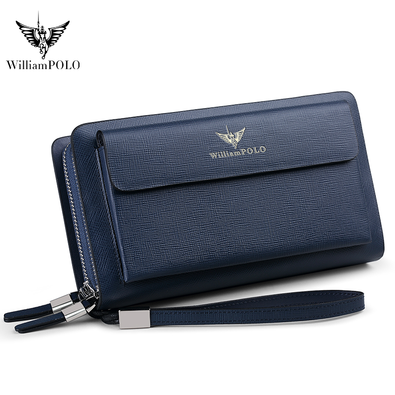 WILLIAMPOLO 高級メンズレザークラッチバッグ 大容 - Phone Accessories Business のレビューと価格