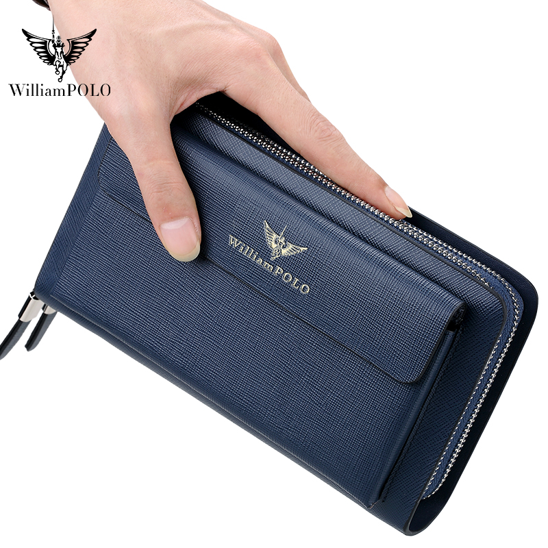 WILLIAMPOLO 高級メンズレザークラッチバッグ 大容 - Phone Accessories Business のレビューと価格