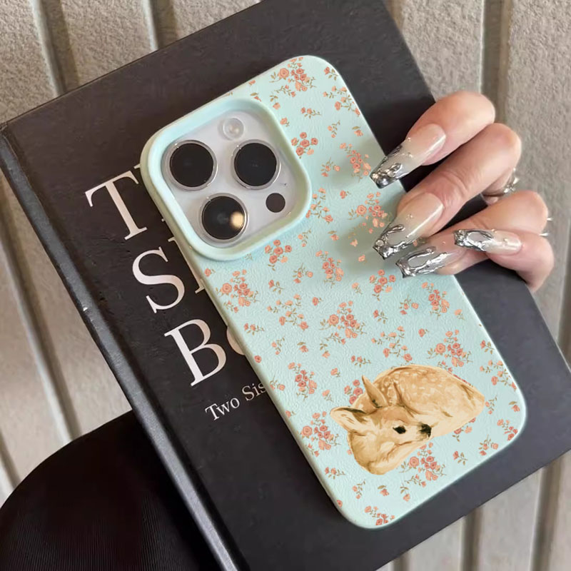 可愛い鹿柄と花柄がいっぱいのライチ風スマホケース iPhon - Phone Accessories To Sell のレビューと価格