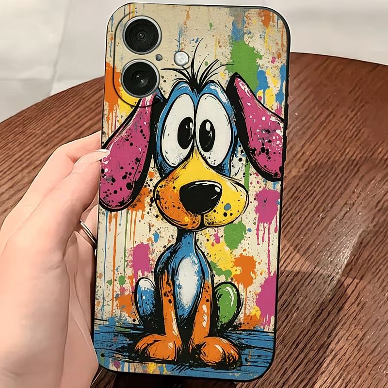 落書きカラーの子犬柄TPUスマホケース iPhone 17  - Phone Accessories To Sell のレビューと価格