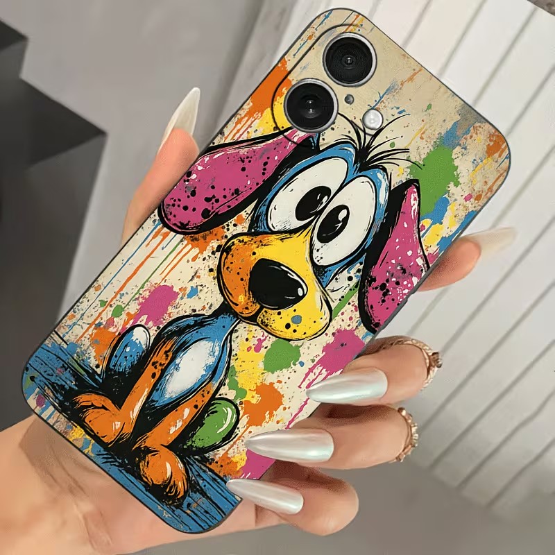 落書きカラーの子犬柄TPUスマホケース iPhone 17  - Phone Accessories To Sell のレビューと価格