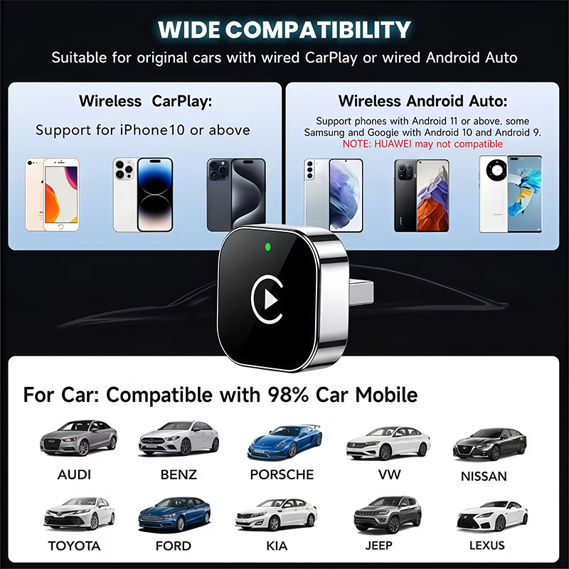 2-in-1 ワイヤレスCarPlayアダプター プラグアン - Phone Accessories Business のレビューと価格