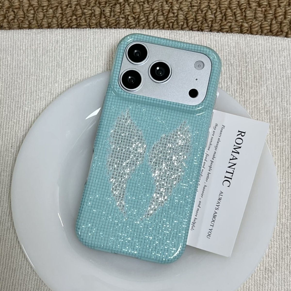 韓国風ミントカラーの英語クロスエンジェルウィングスiPhon - Phone Accessories Iphone のレビューと価格