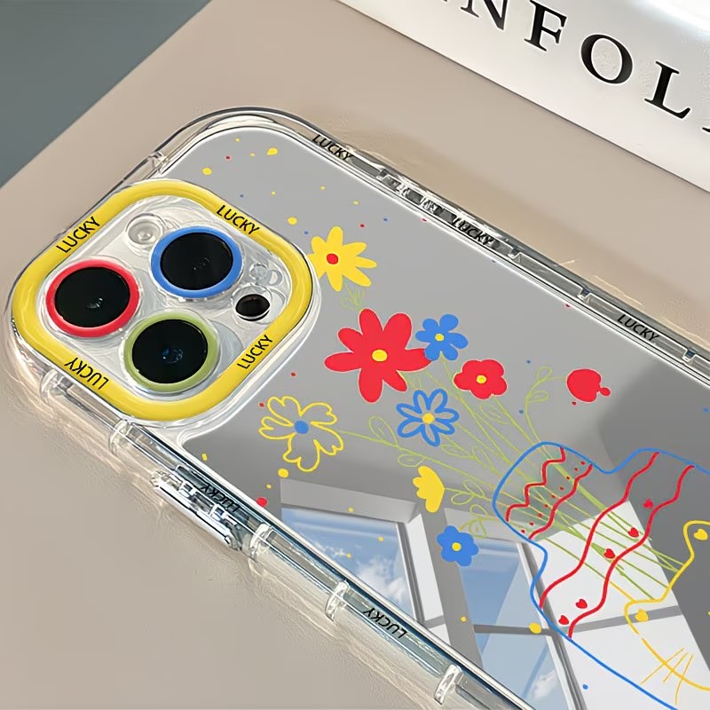 夏のデイジー柄猫花瓶デザインミラー付きスマホケース iPho - Phone Accessories To Sell のレビューと価格