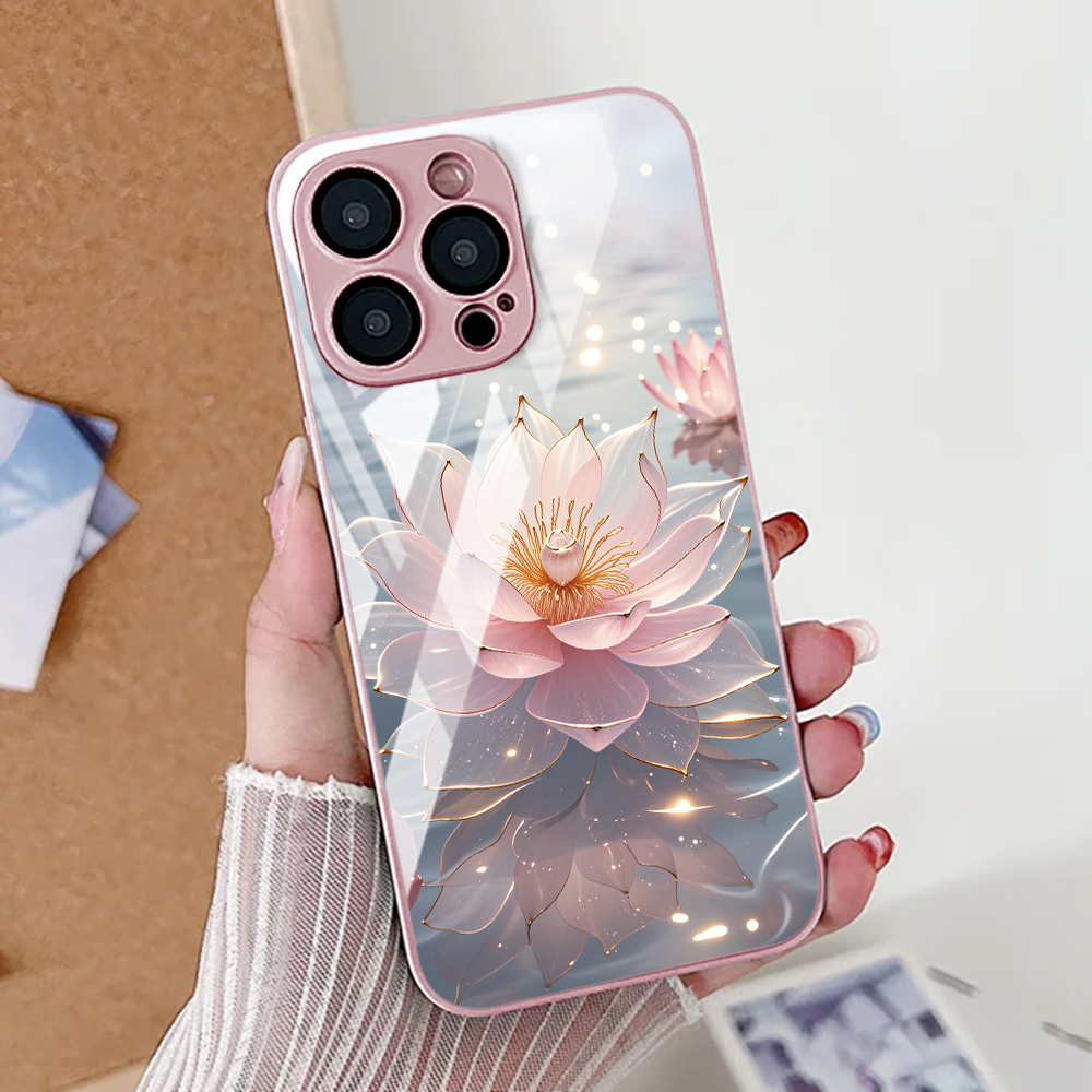 蓮の花柄 iPhoneケース iPhone 16 Proケー - Tempered Glass Screen のレビューと価格