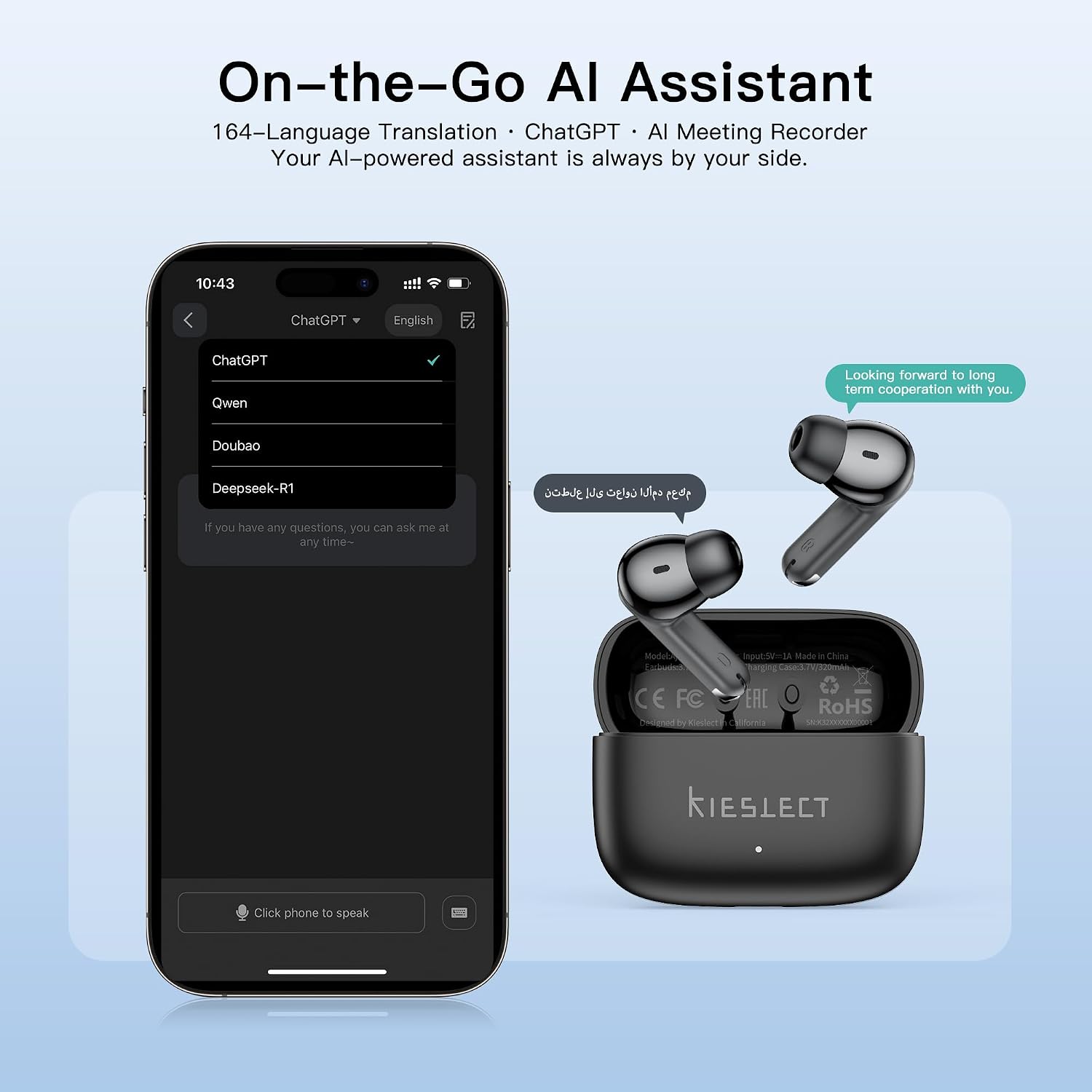ワイヤレスイヤホン、AI 165言語翻訳イヤホン、アクティブ - Wireless Earbuds Case のレビューと価格